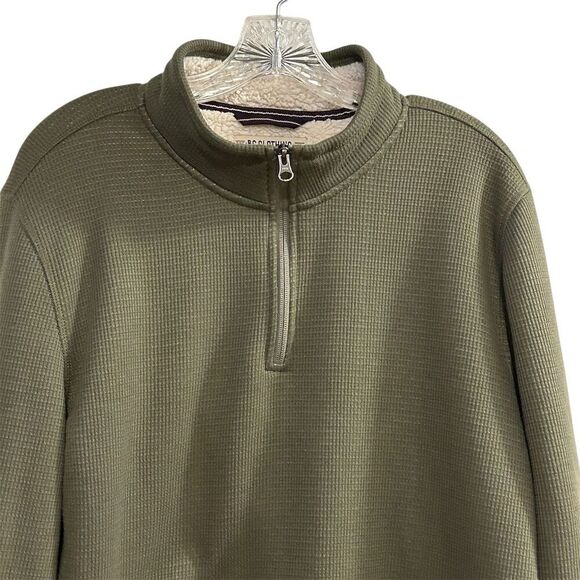 BC Clothing Men's M Green 1/4 Zip Fleece Pullover Sweater Casual - Picture 7 of 11